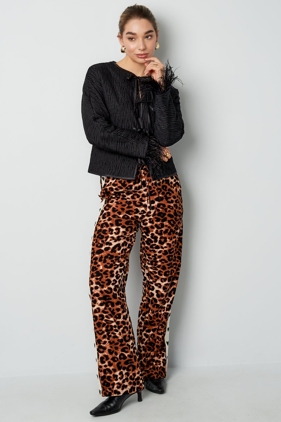 Feather jacket black panther print - black Picture4